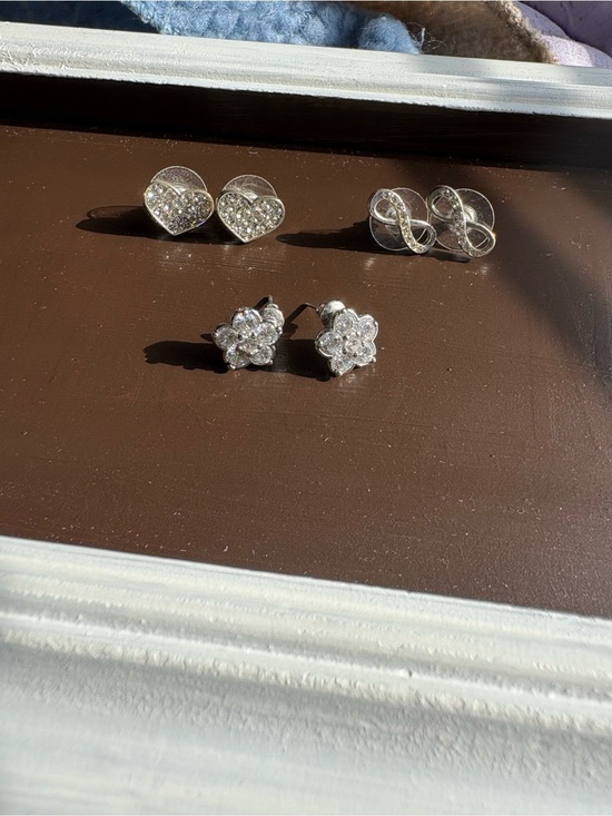 Park Lane Jewelry - Park Lane Sterling Silver Crystal Stud Earrings, set of 3